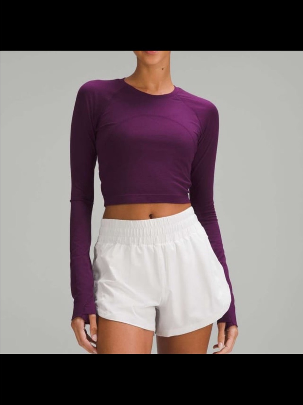 Lululemon Swiftly Tech Cropped Long Sleeve 2.0 Dramatic Magenta Size 2